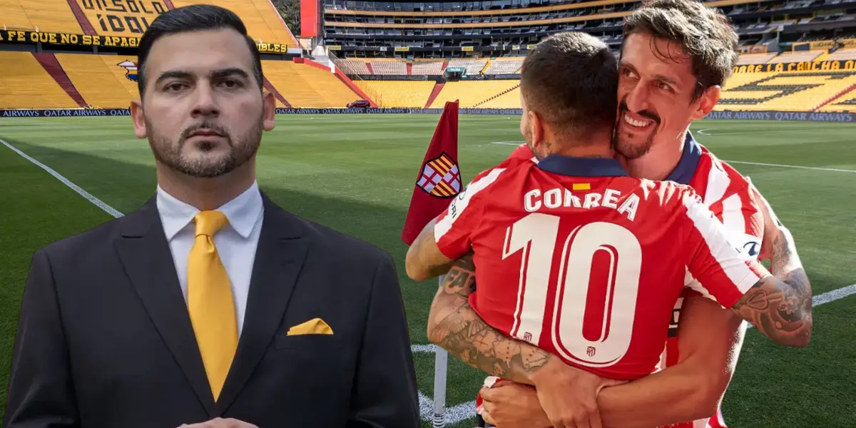 Antonio Álvarez y jugadores del Atlético de Madrid (Foto tomada de: Barcelona SC/Goal/API)