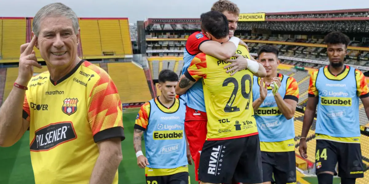 Ariel Holan y jugadores de Barcelona SC (Foto tomada de: Barcelona SC/API)