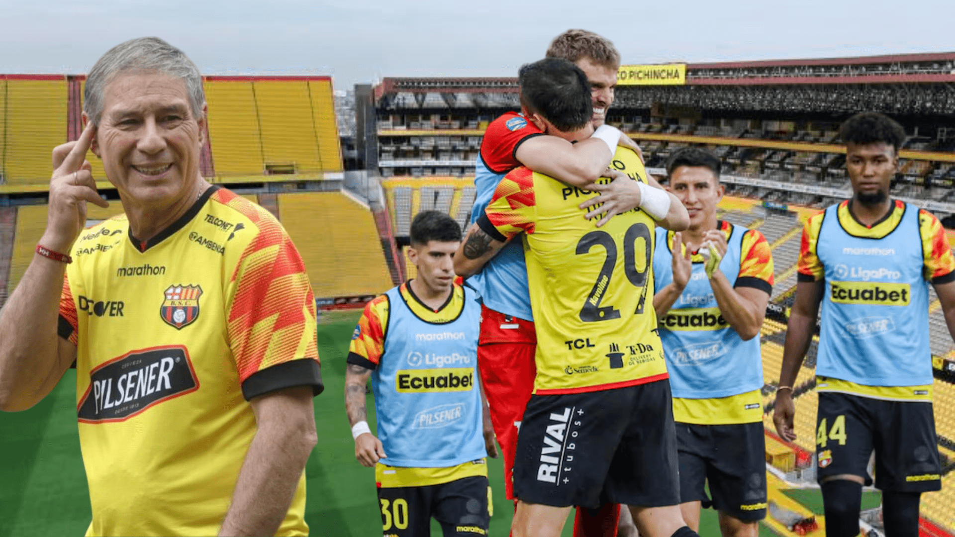 Ariel Holan y jugadores de Barcelona SC (Foto tomada de: Barcelona SC/API)