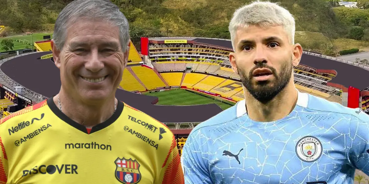 Ariel Holan y Kun Agüero (Foto tomada de: Barcelona SC/API/Marca)