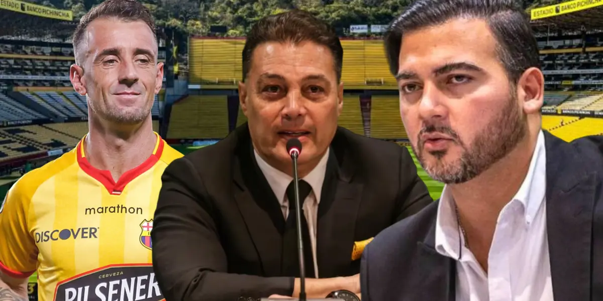 Damián Díaz, Carlos Alfaro Moreno y Antonio Álvarez (Foto tomada de: Barcelona SC/El Universo/API)