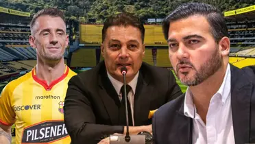 Damián Díaz, Carlos Alfaro Moreno y Antonio Álvarez (Foto tomada de: Barcelona SC/El Universo/API)