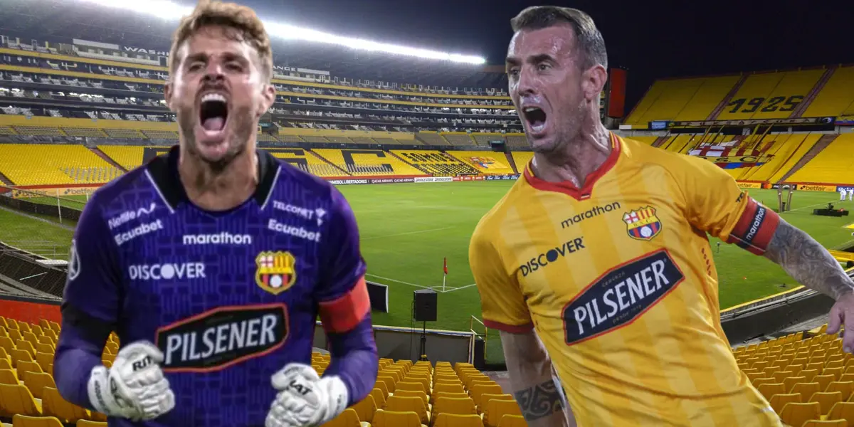 Damián Díaz y Javier Burrai (Foto tomada de: Barcelona SC/API)