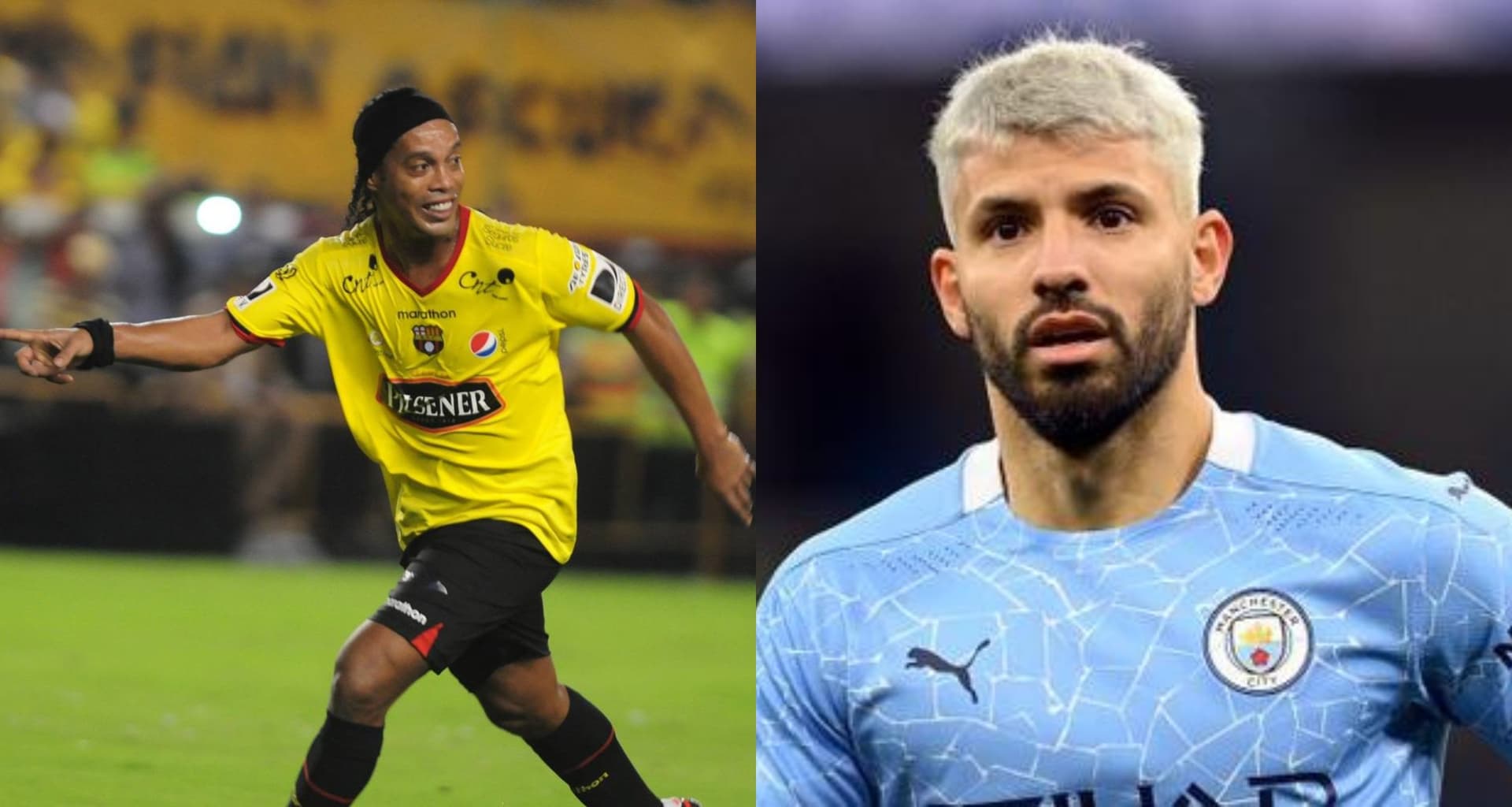 Dicen que Sergio Agüero vendrá a la Noche Amarilla, así como Ronaldinho se pondría la camiseta de Barcelona SC