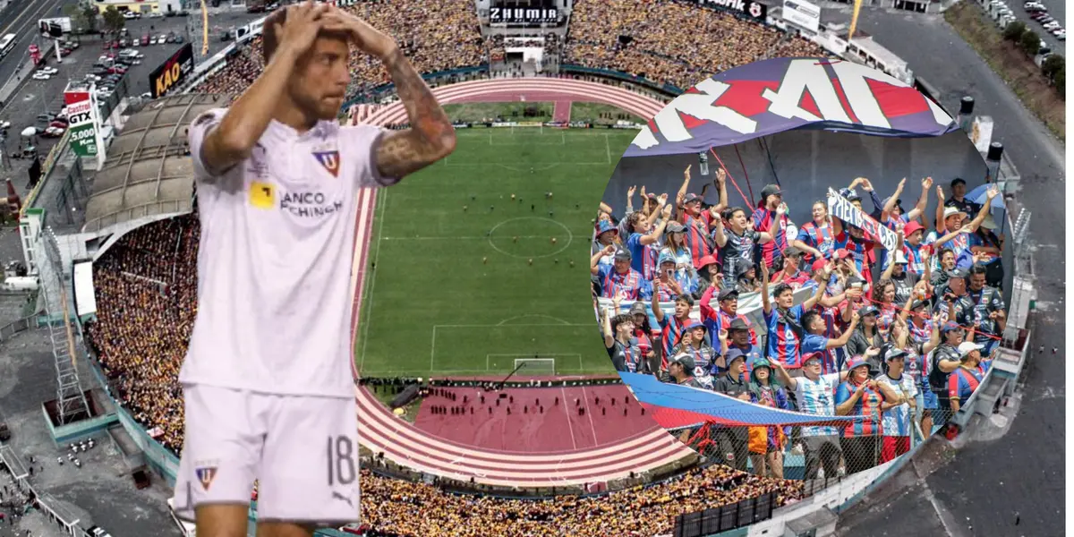 Ezequiel Piovi e hinchas de Deportivo Quito (Foto tomada de: Wikipedia/El Comercio/API)