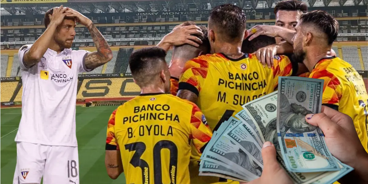 Ezequiel Piovi y jugadores de Barcelona SC (Foto tomada de: Barcelona SC/API/La Razón)