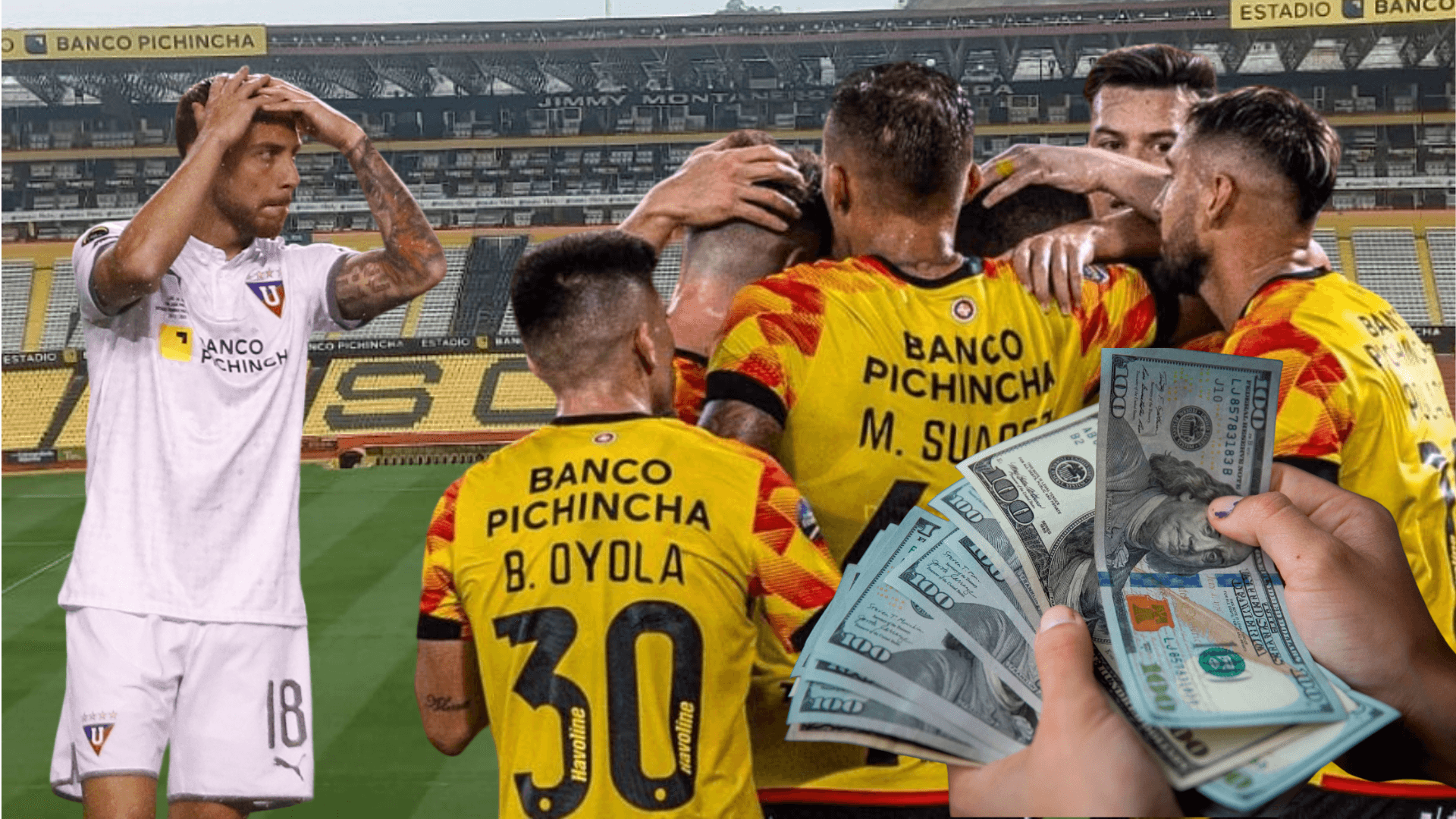 Ezequiel Piovi y jugadores de Barcelona SC (Foto tomada de: Barcelona SC/API/La Razón)