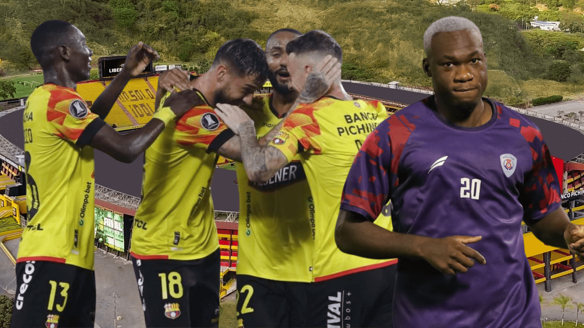 Felipe Caicedo y jugadores de Barcelona SC (Foto tomada de: Barcelona SC/Abha/API)