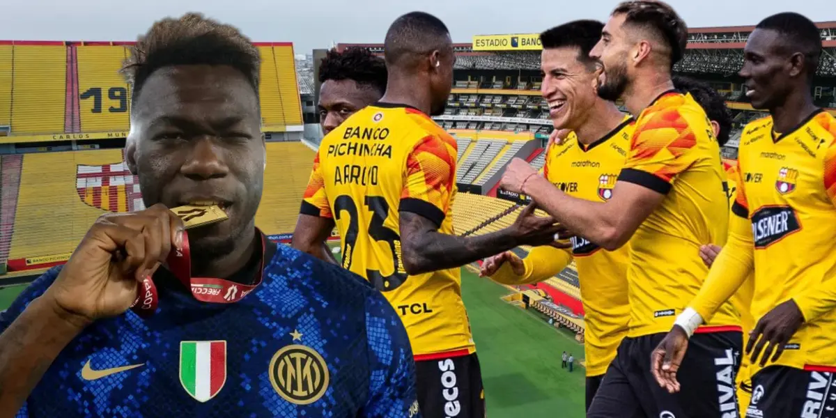 Felipe Caicedo y jugadores de Barcelona SC (Foto tomada de: Barcelona SC/Inter de Milán/API)