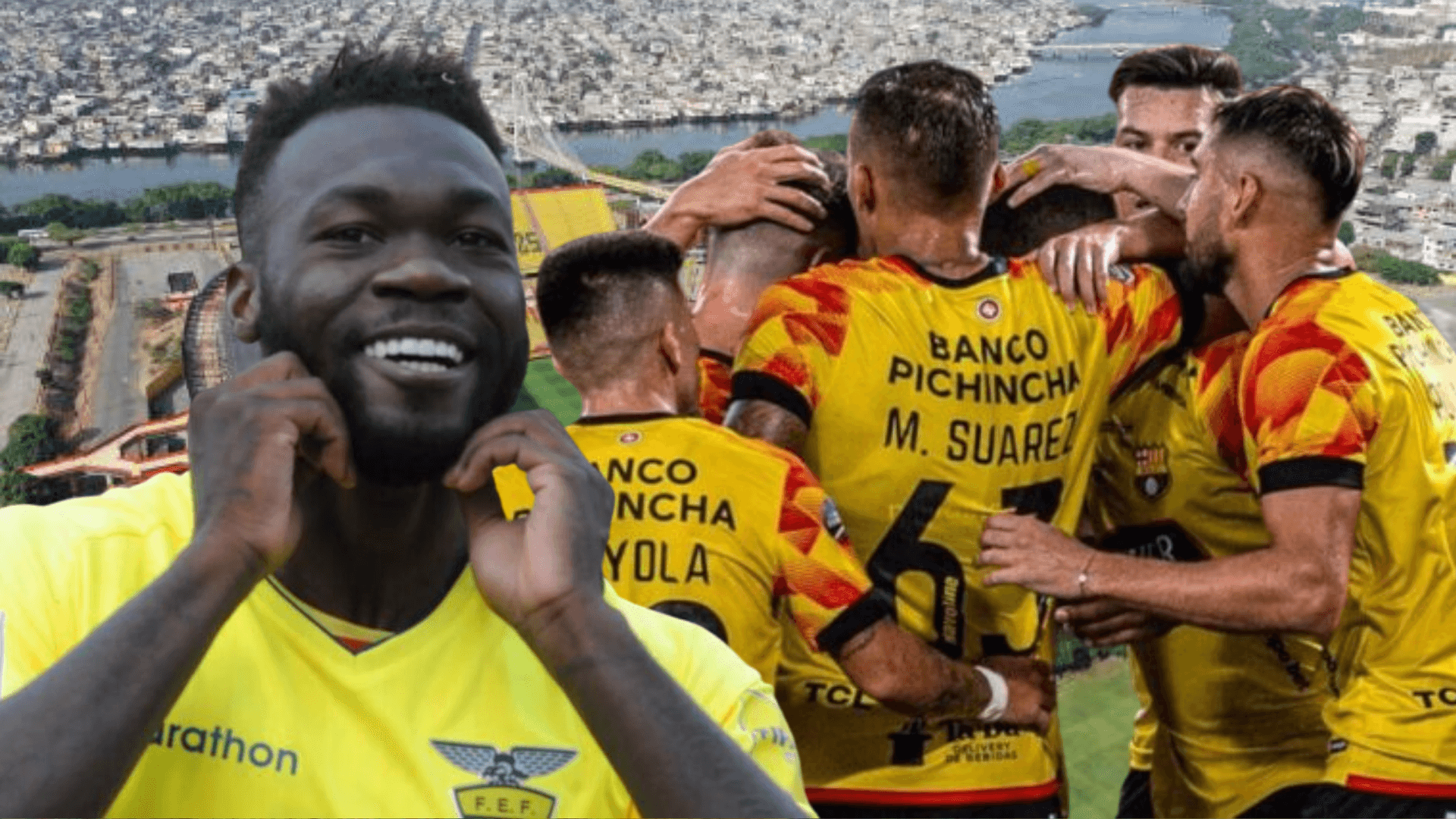 Felipe Caicedo y jugadores de Barcelona SC (Foto tomada de: Barcelona SC/La Tri/API)