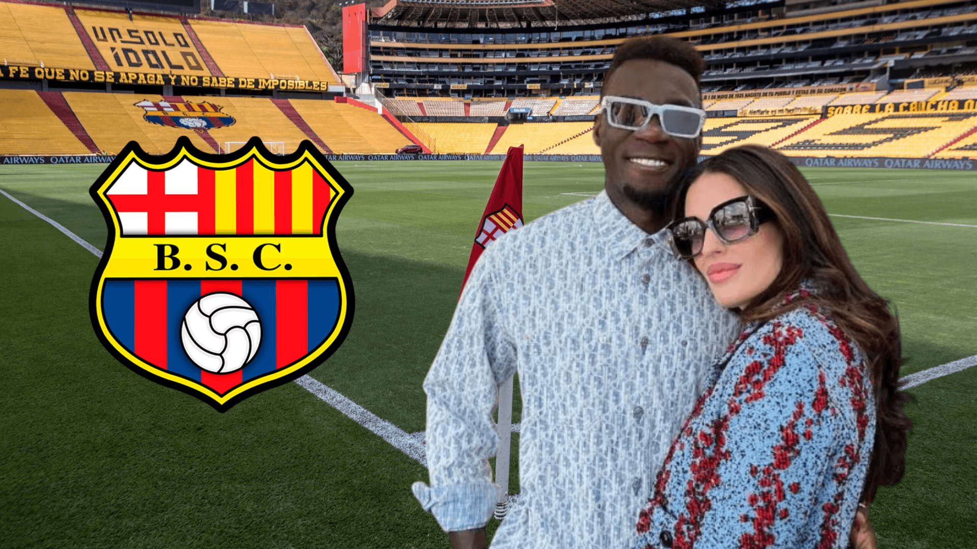 Felipe Caicedo y María García (Foto tomada de: Barcelona SC/Felipe Caicedo/Wikipedia)