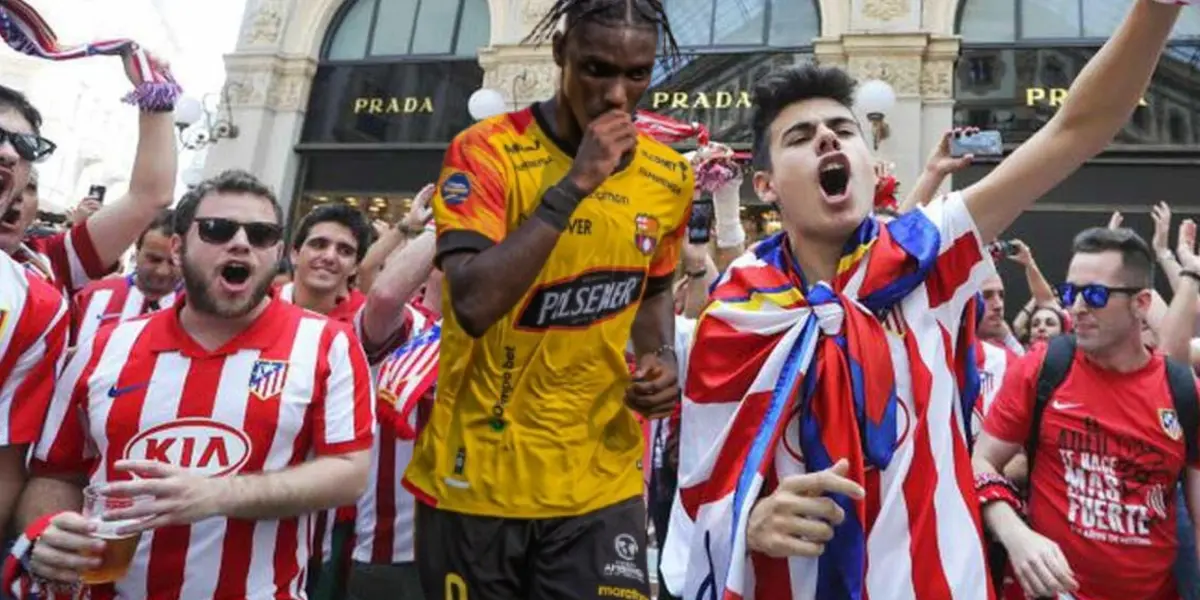 Hinchas de Atlético de Madrid y Allen Obando / Foto de: Un Solo Ídolo