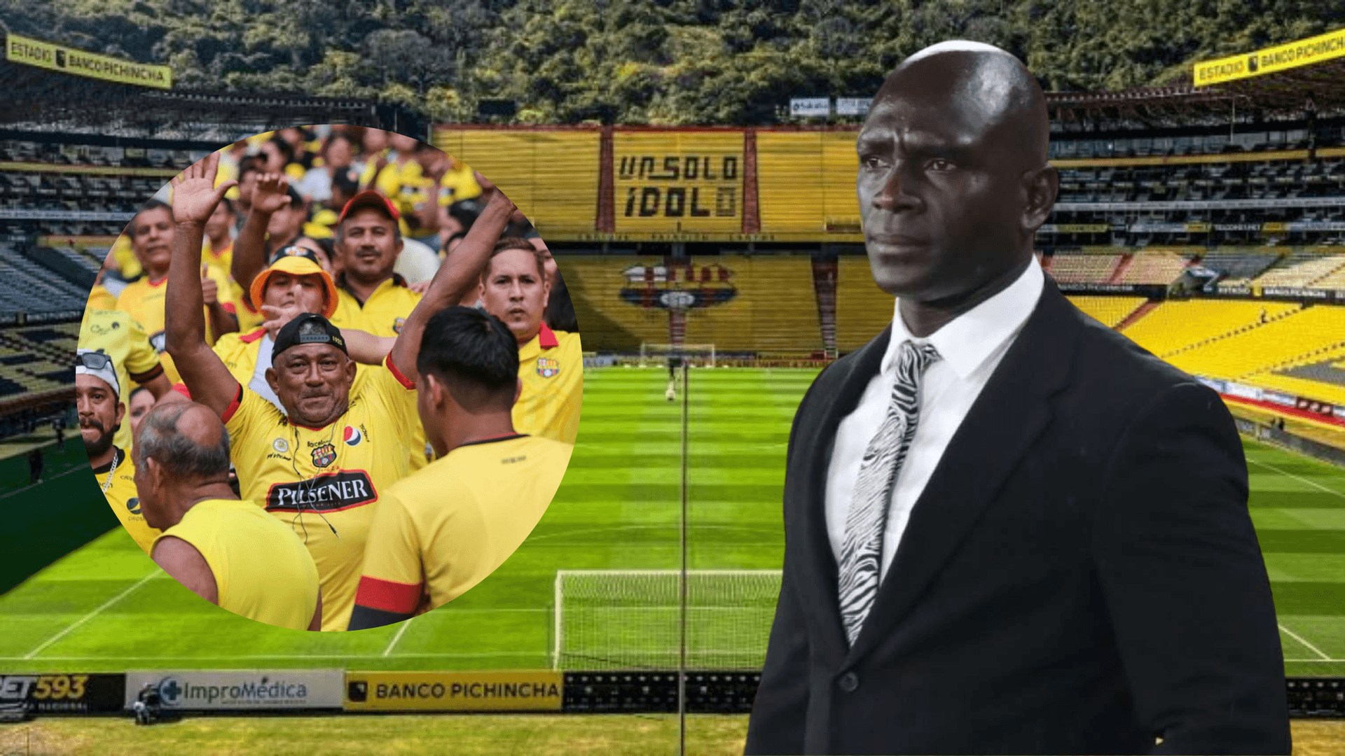 Hinchas de Barcelona SC y Segundo Alejandro Castillo (Foto tomada de: Barcelona SC/API)