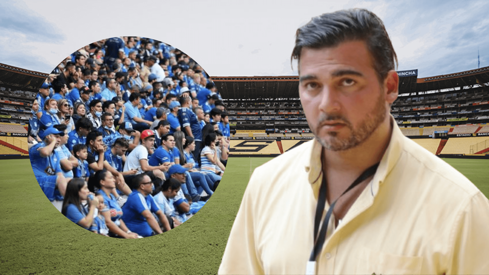 Hinchas de Emelec y Antonio Álvarez (Foto tomada de: Municipio de Guayaquil/Extra/API)