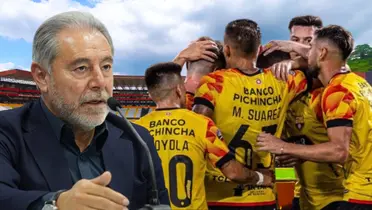 Isaac Álvarez y jugadores de Barcelona SC (Foto tomada de: Barcelona SC/API/Liga de Quito)