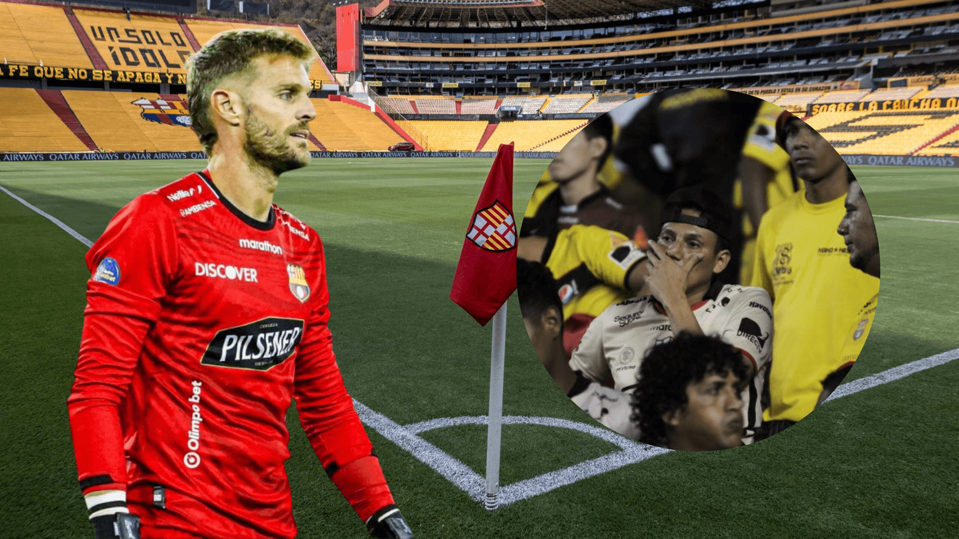 Javier Burrai e hinchas de Barcelona SC (Foto tomada de: Barcelona SC/API/X)