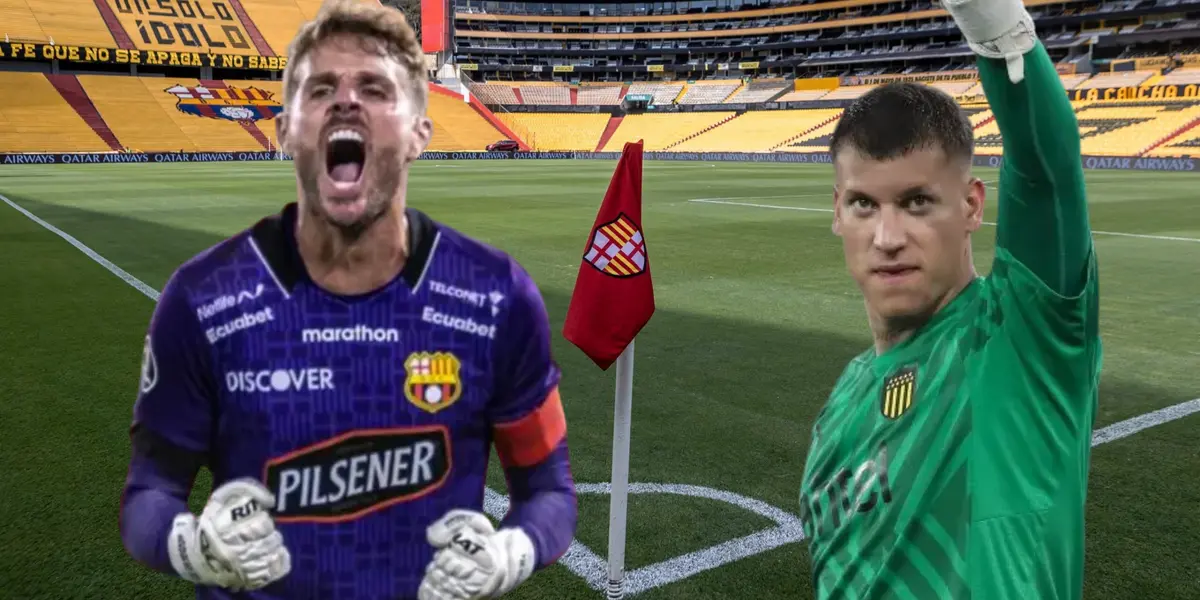 Javier Burrai y Washington Aguerre (Foto tomada de: Barcelona SC/API/Peñarol)