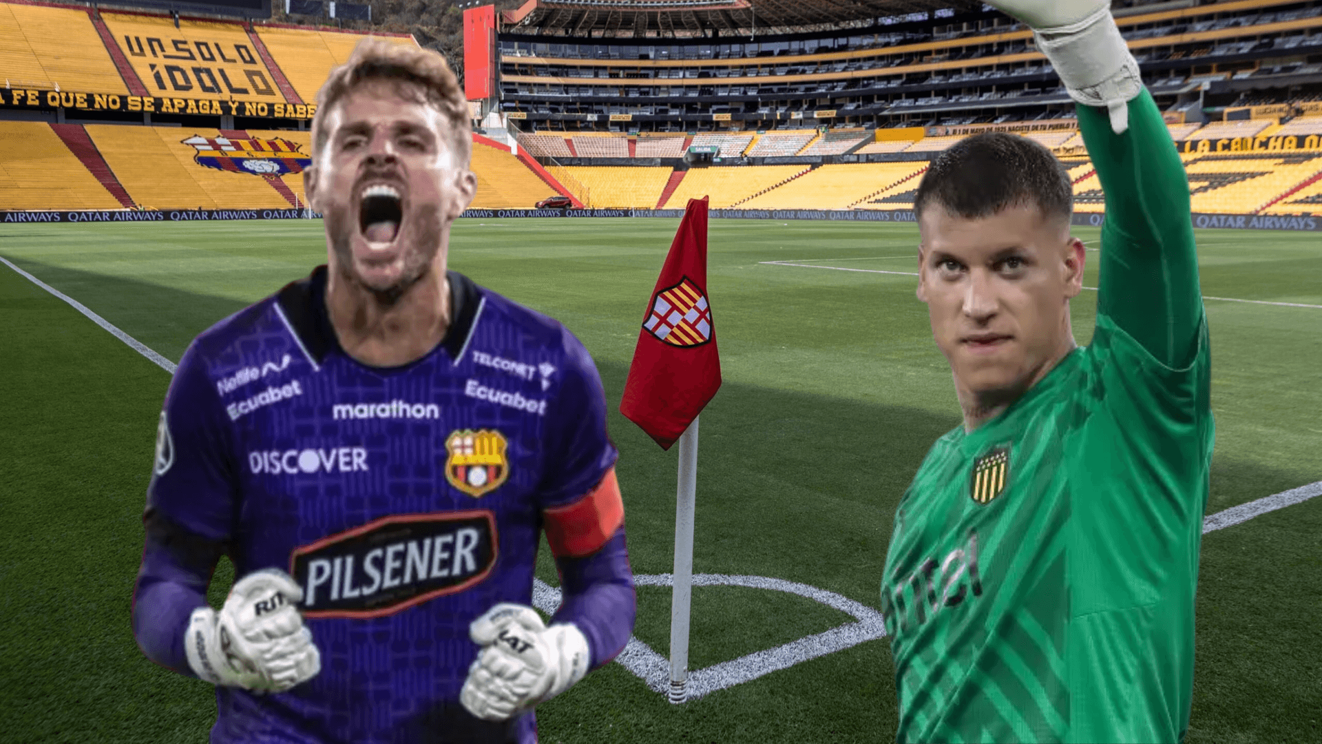 Javier Burrai y Washington Aguerre (Foto tomada de: Barcelona SC/API/Peñarol)