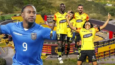 John Yeboah y jugadores de Barcelona SC (Foto tomada de: Barcelona SC/La Tri/API)