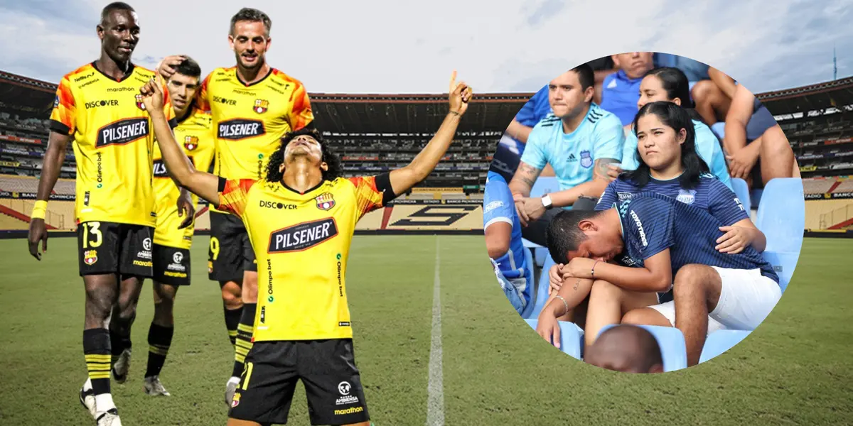 Jugadores de Barcelona SC e hinchas de Emelec (Foto tomada de: Municipio de Guayaquil/API)