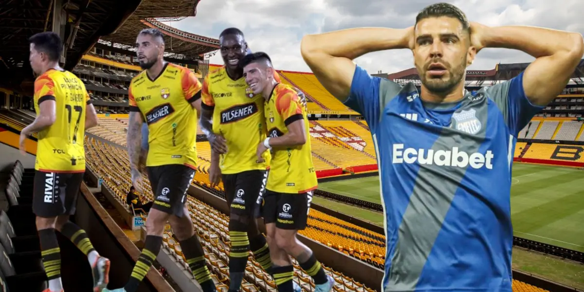 Jugadores de Barcelona SC y Alexander González (Foto tomada de: Primicias/API)