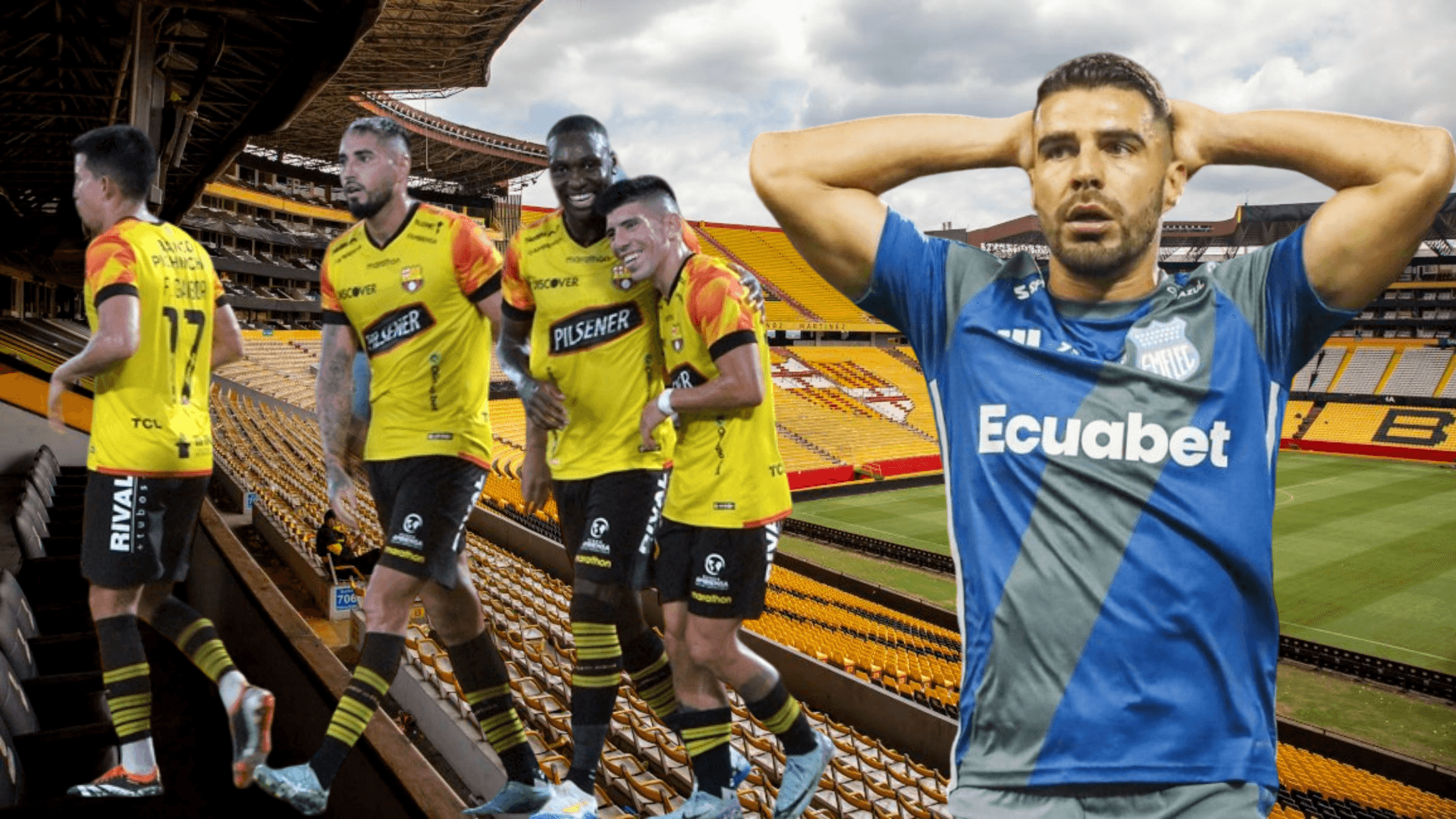 Jugadores de Barcelona SC y Alexander González (Foto tomada de: Primicias/API)