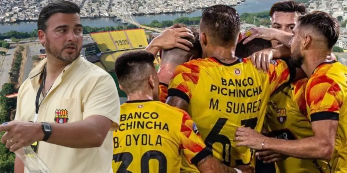 Jugadores de Barcelona SC y Antonio Álvarez (Foto tomada de: Barcelona SC/API)