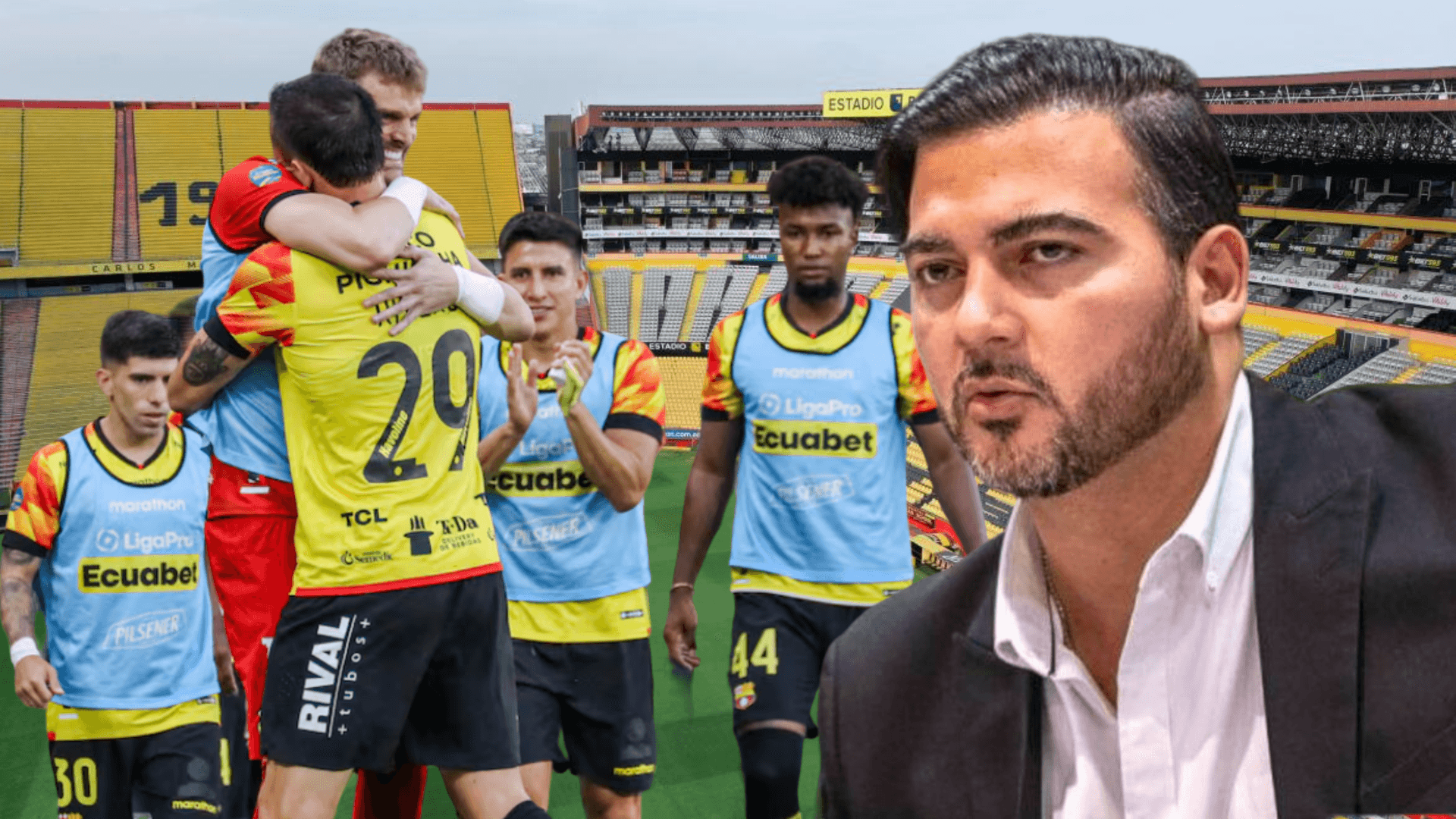 Jugadores de Barcelona SC y Antonio Álvarez (Foto tomada de: Extra/API)