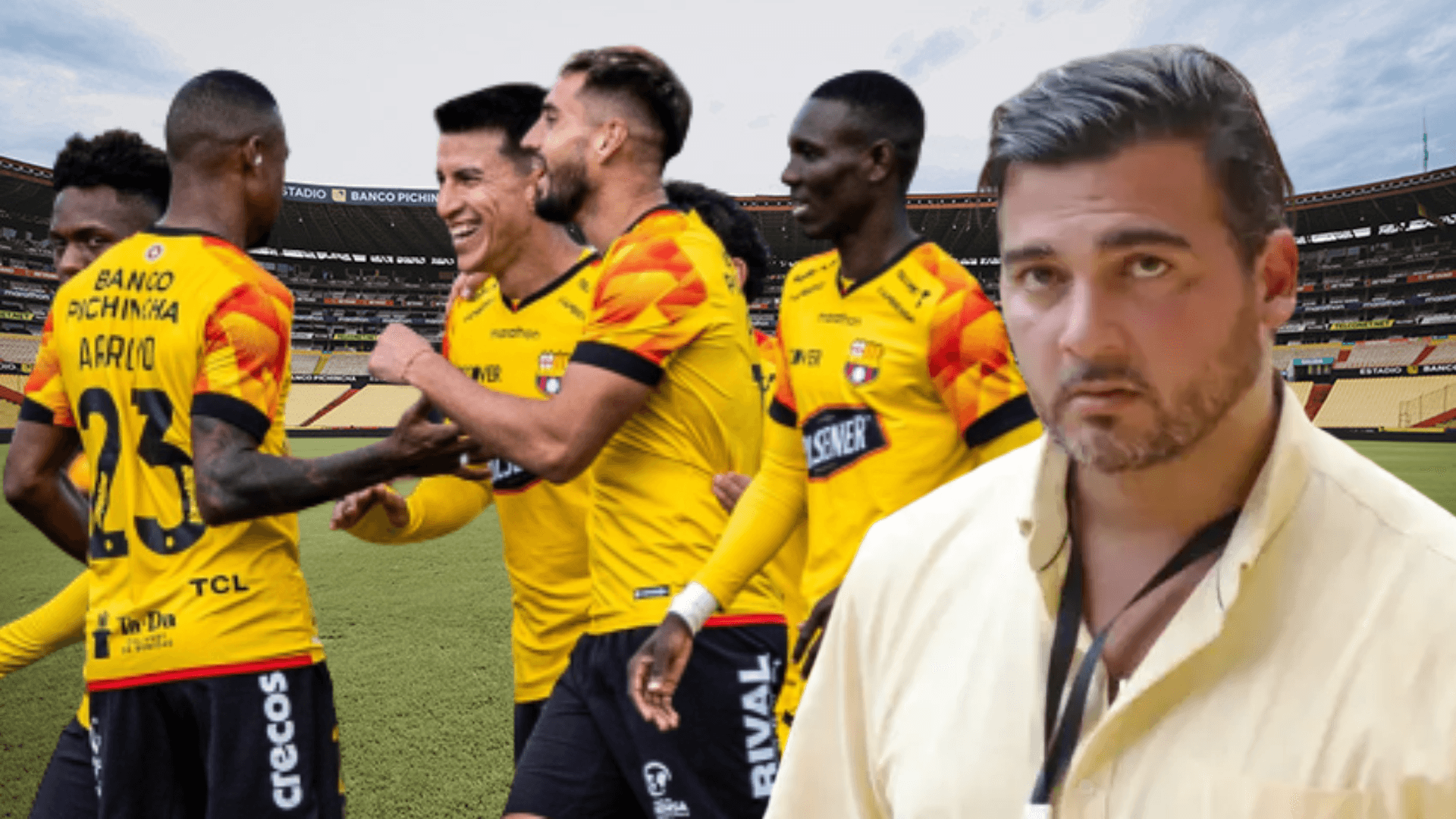 Jugadores de Barcelona SC y Antonio Álvarez (Foto tomada de: Municipio de Guayaquil/API)
