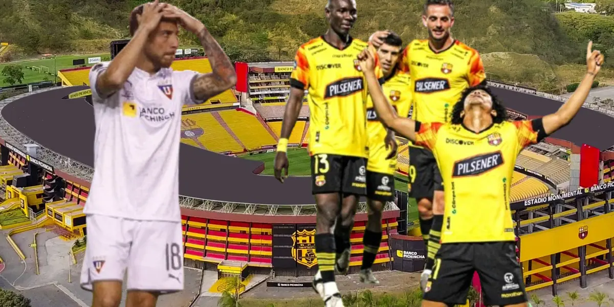 Jugadores de Barcelona SC y Ezequiel Piovi (Foto tomada de: Barcelona SC/API)