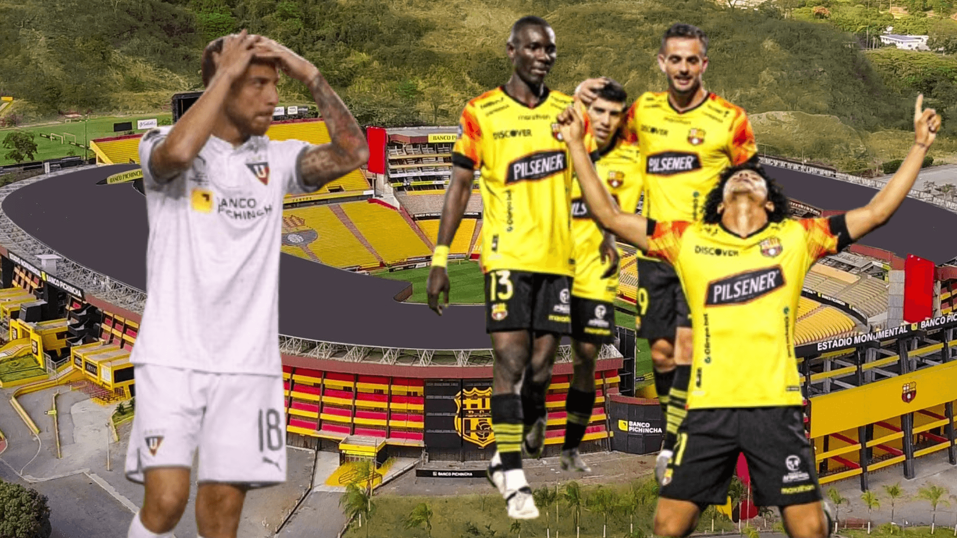 Jugadores de Barcelona SC y Ezequiel Piovi (Foto tomada de: Barcelona SC/API)