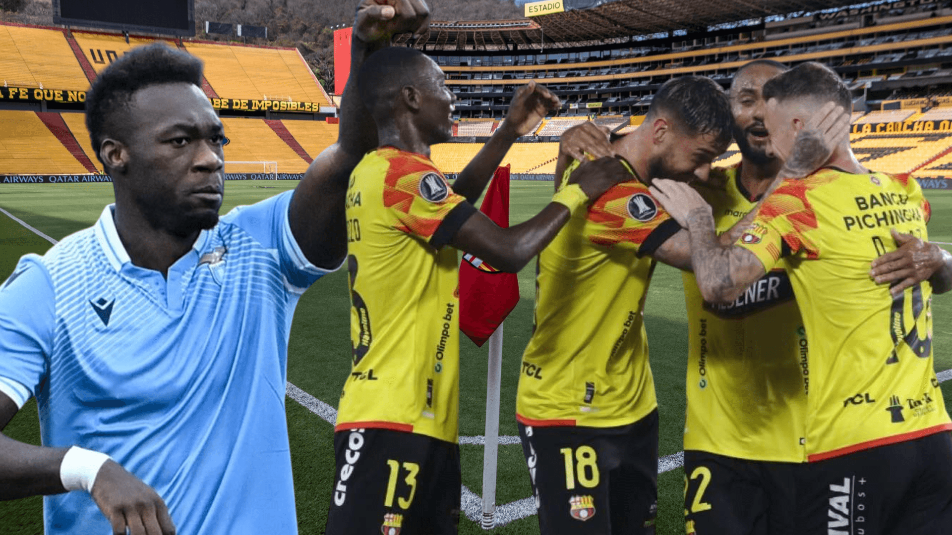 Jugadores de Barcelona SC y Felipe Caicedo (Foto tomada de: Barcelona SC/Antena/API)