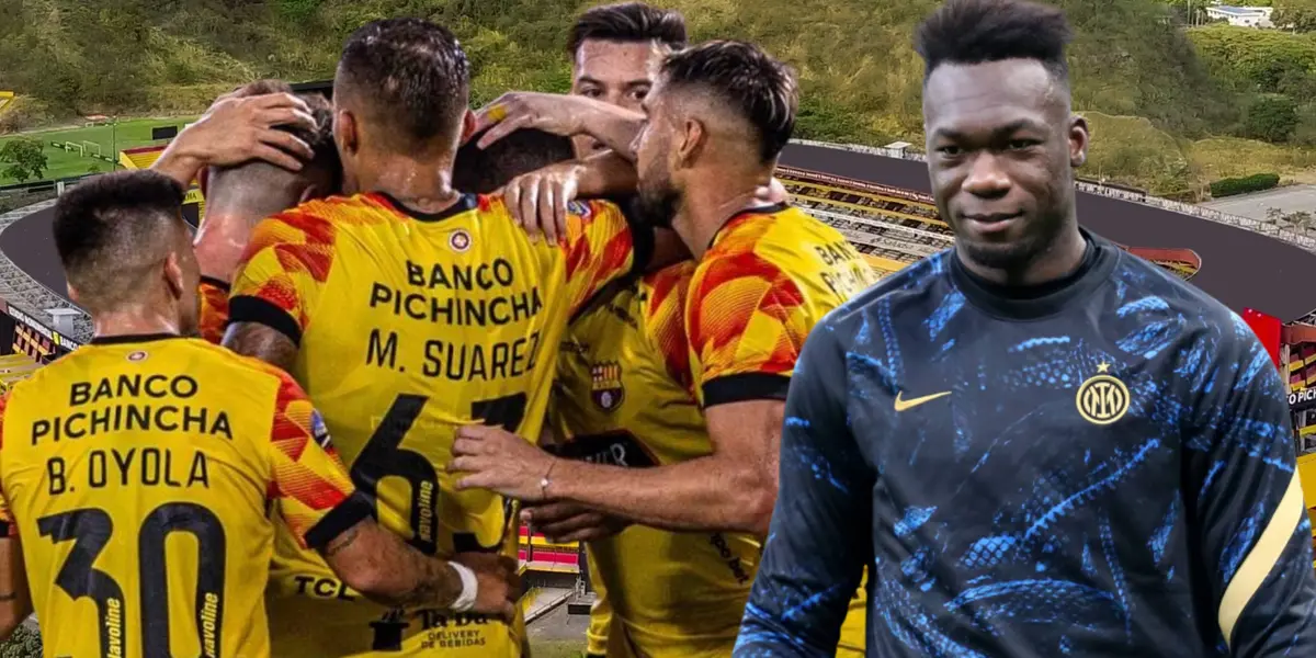 Jugadores de Barcelona SC y Felipe Caicedo (Foto tomada de: Barcelona SC/Transfermarkt/API)
