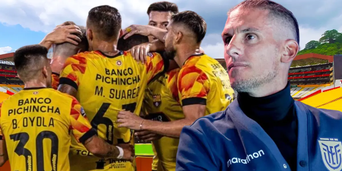 Jugadores de Barcelona SC y Sebastián Beccacece (Foto tomada de: Barcelona SC/API)