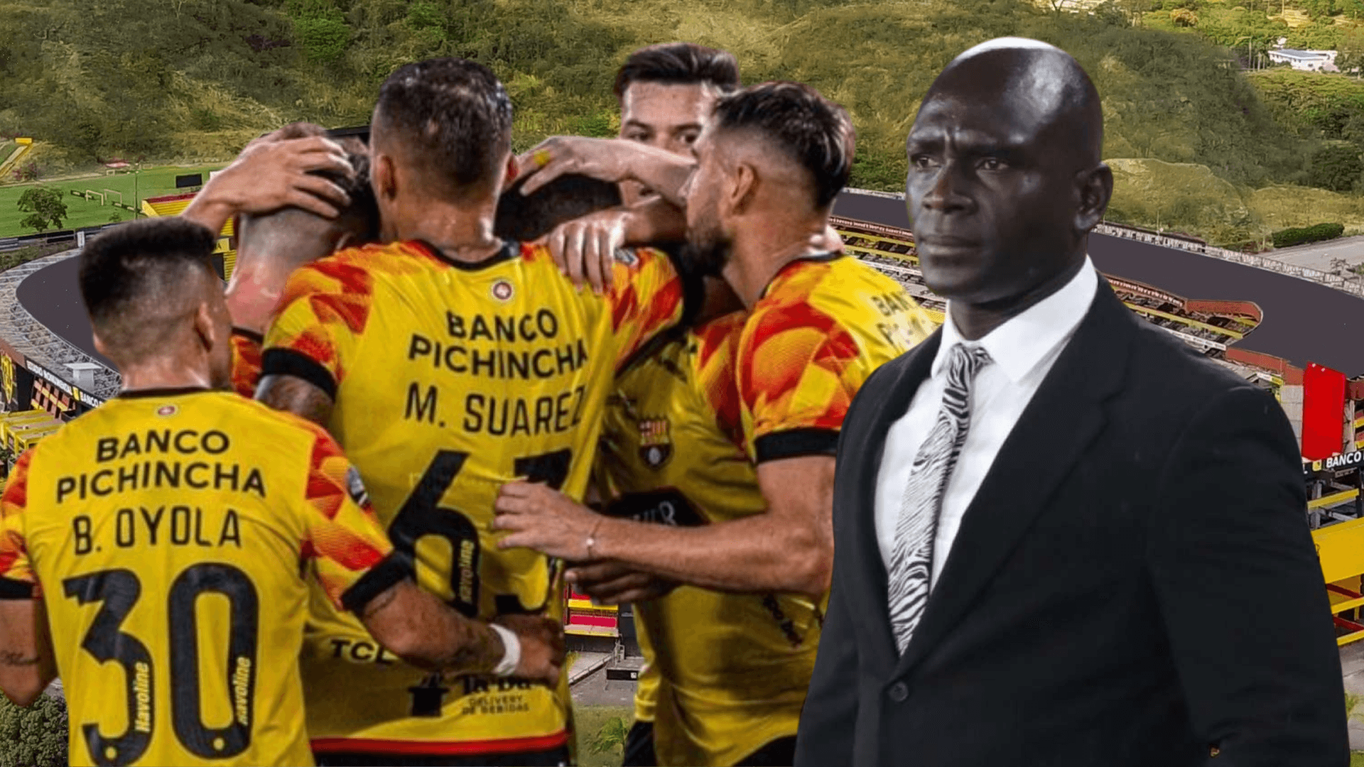 Jugadores de Barcelona SC y Segundo Alejandro Castillo (Foto tomada de: Barcelona SC/API)