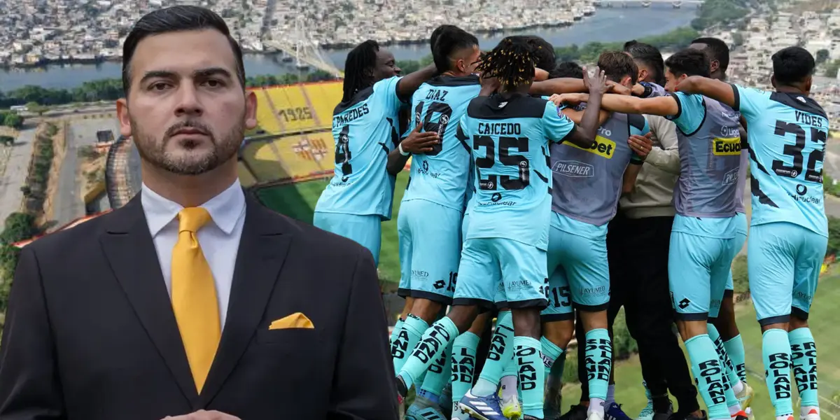 Jugadores de Cumbayá y Antonio Álvarez (Foto tomada de: Barcelona SC/API)