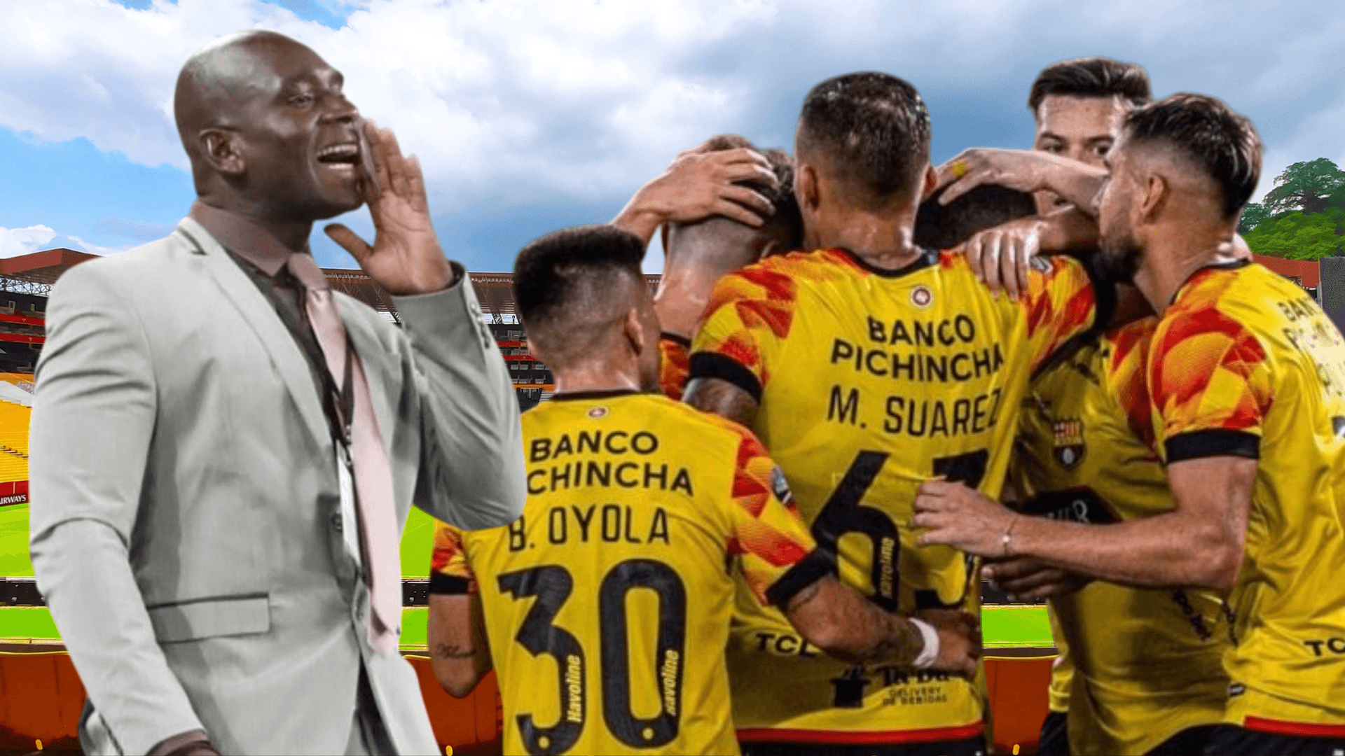Segundo Alejandro Castillo y jugadores de Barcelona SC (Foto tomada de: Barcelona SC/API)